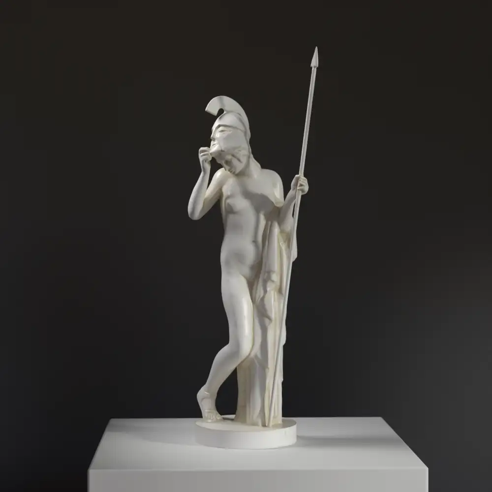 Sculpture d'Athena en résine avec finition marbrée et bronze.