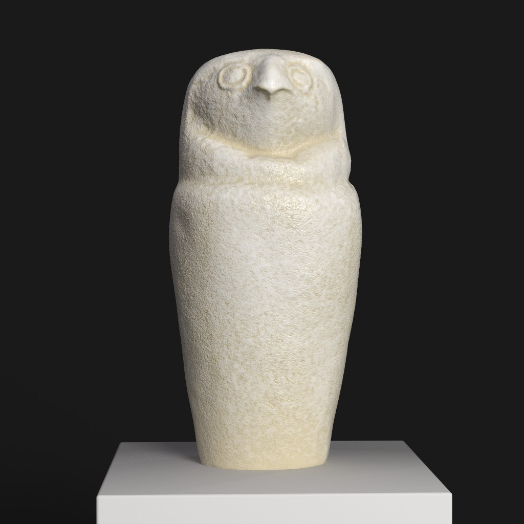 Jar canope factice en calcaire représentant Qebehsenuef, divinité égyptienne.