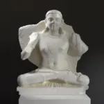 Sculpture du Bodhisattva Maitreya au Musée Guimet de Paris, représentant un bodhisattva en trône.