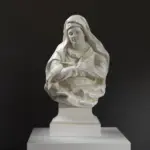 Buste de la Vierge Marie en résine avec effet marbré et bronze.