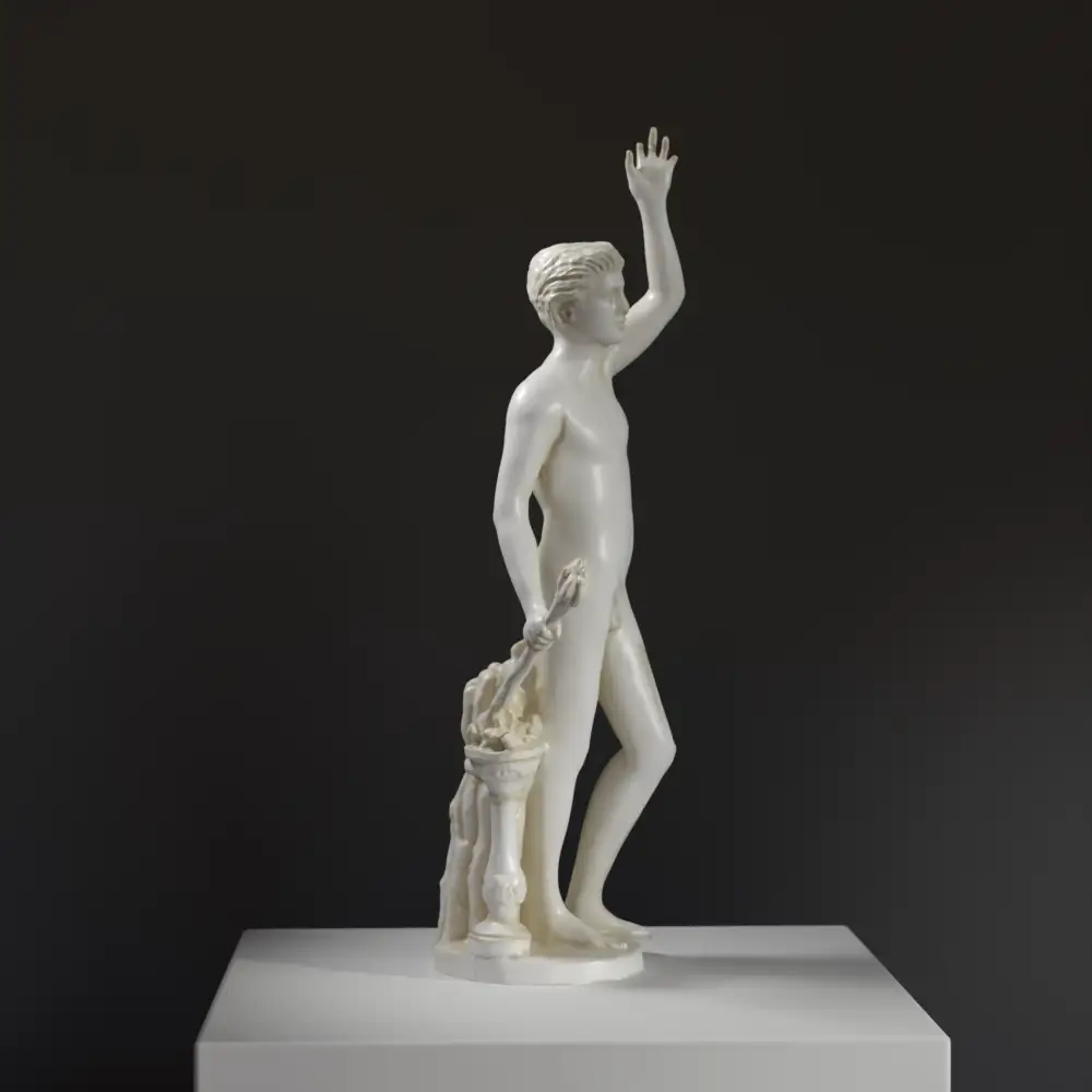 Sculpture de l'Aube en résine avec finition marbrée et bronze.