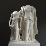 Sculpture en résine de Déméter et Perséphone, représentant la déesse des moissons et sa fille.