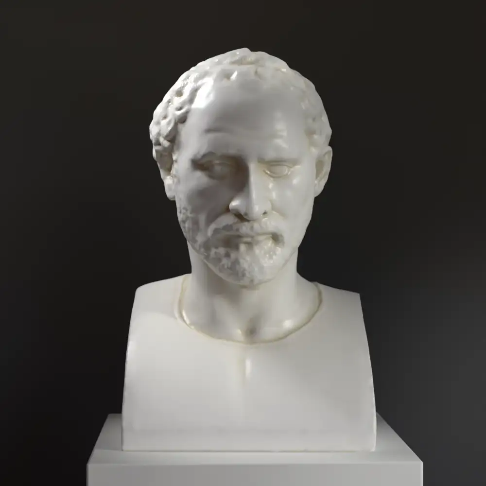 Buste de Démosthène au British Museum de Londres, sculpture en résine.