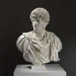 Buste de l'Empereur Lucius Verus en résine avec finition patinée.
