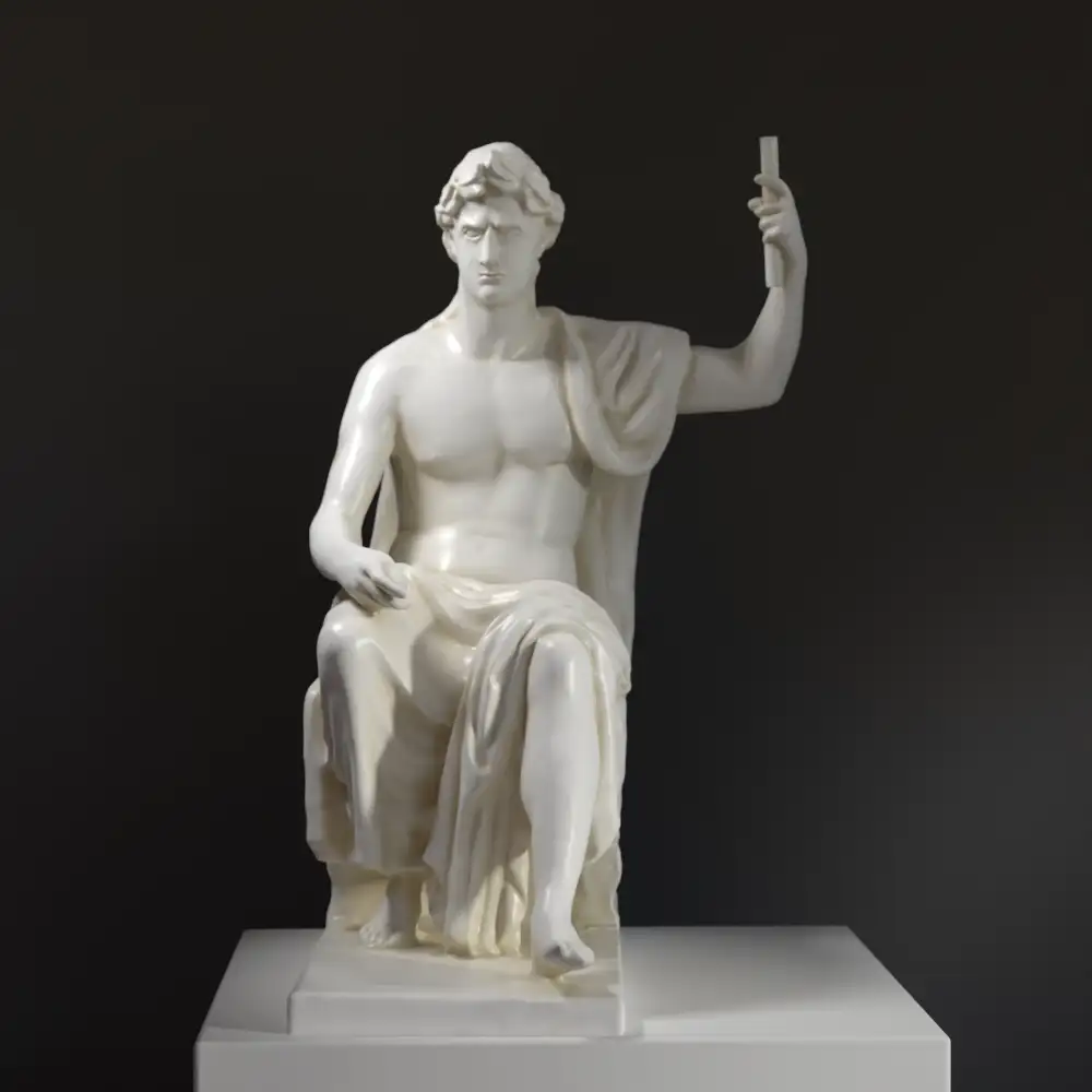 Sculpture de l'Empereur Assis sur le Trône en tant qu'Auguste, représentant la majesté de la Rome antique.