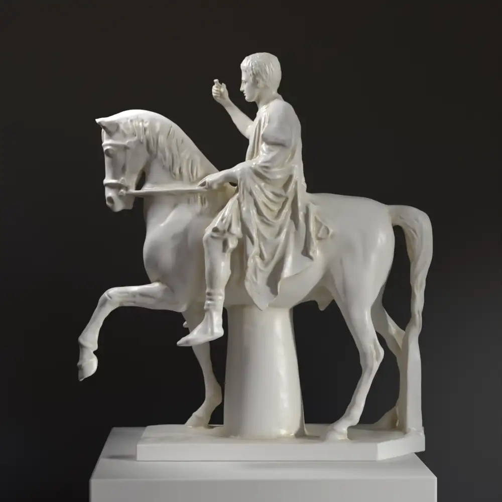Sculpture de la Statue Équestre de Marcus Nonius Balbus, représentant un homme politique romain sur son cheval.