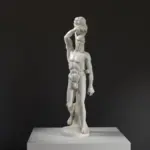 Sculpture de Marsyas Écorché en résine avec patine marbrée et en bronze.