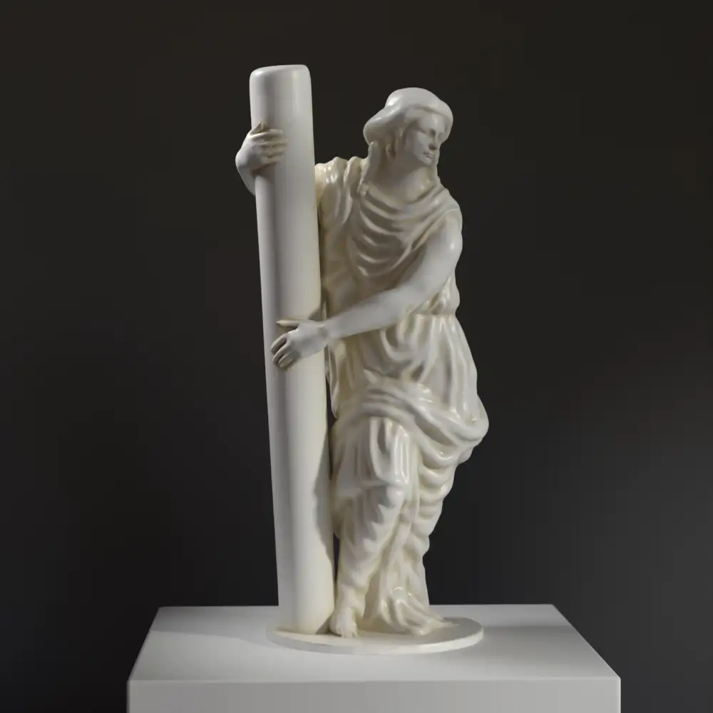 Réplique de la sculpture de la Force, mettant en avant une posture puissante.