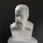 Buste de Galilée au Jardin Borghèse en Italie, sculpture en résine.