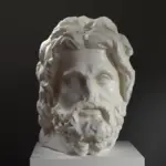 Buste de Zeus en résine avec une patine imitant le marbre.