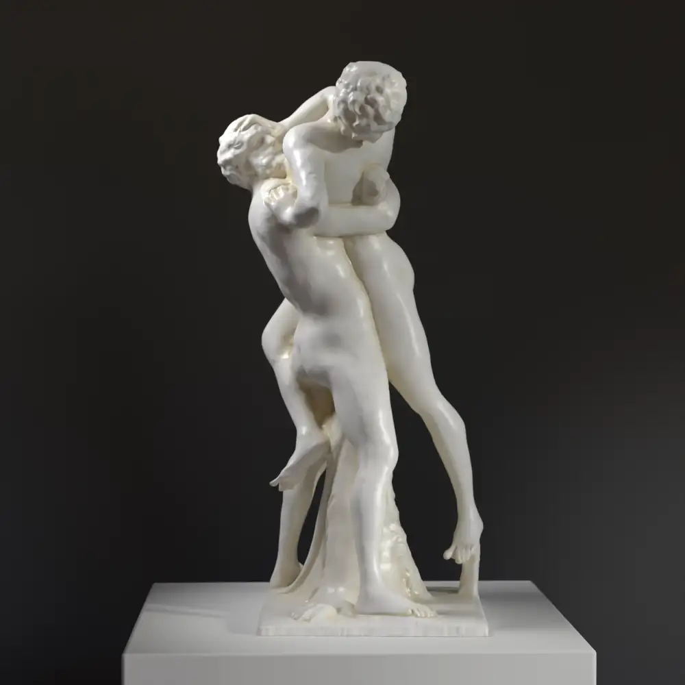 Sculpture d'Hercule et Antée en résine, représentant la lutte entre le héros et le géant.