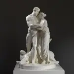 Sculpture d'Hercule et Deianira en résine, peinte à la main.