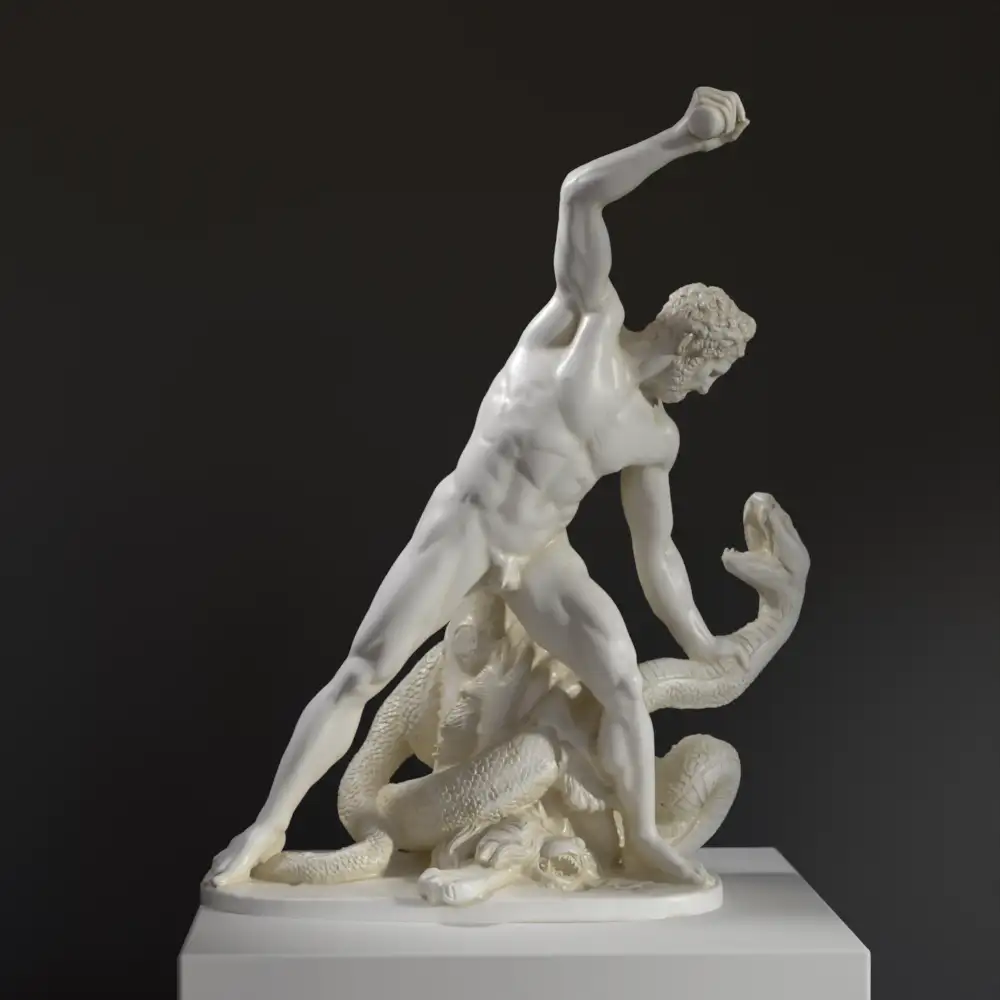 Réplique de la sculpture d'Hercule combattant Achéloos métamorphosé en serpent.