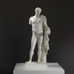 Sculpture d'Hermès de Richelieu, dieu des voyageurs, en résine avec effet marbre et bronze.