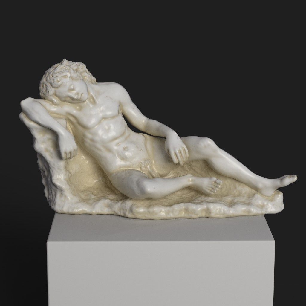 Sculpture du Jeune Endormi en résine avec finition patinée.