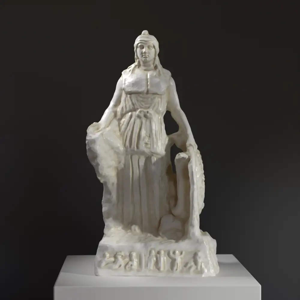 Sculpture de l'Athena Lenormant en résine avec finition marbrée et en bronze.
