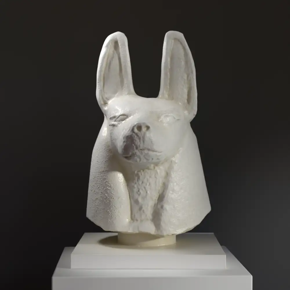 Couvercle de jarre canopique représentant les Quatre Fils d'Horus.