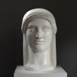 Buste de l'Acrolithe de Ludovisi en marbre et métal.