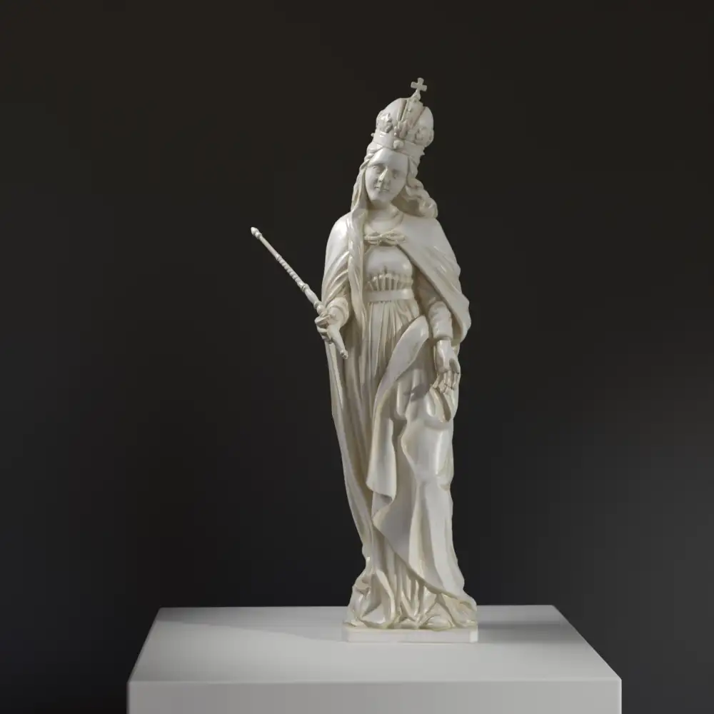 Sculpture de la Madonna 2 en résine avec effet marbré et bronze.