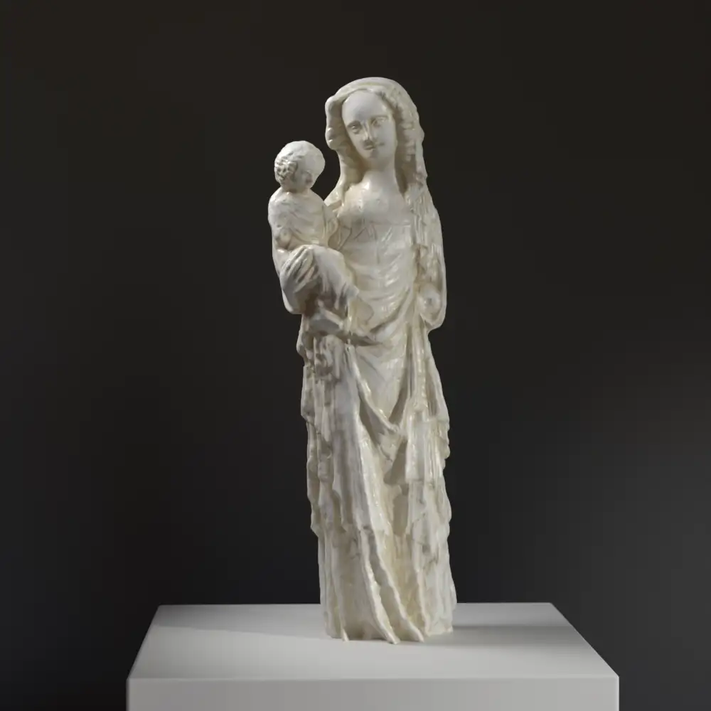 Sculpture de la Madone de Michle en résine avec finition marbrée.