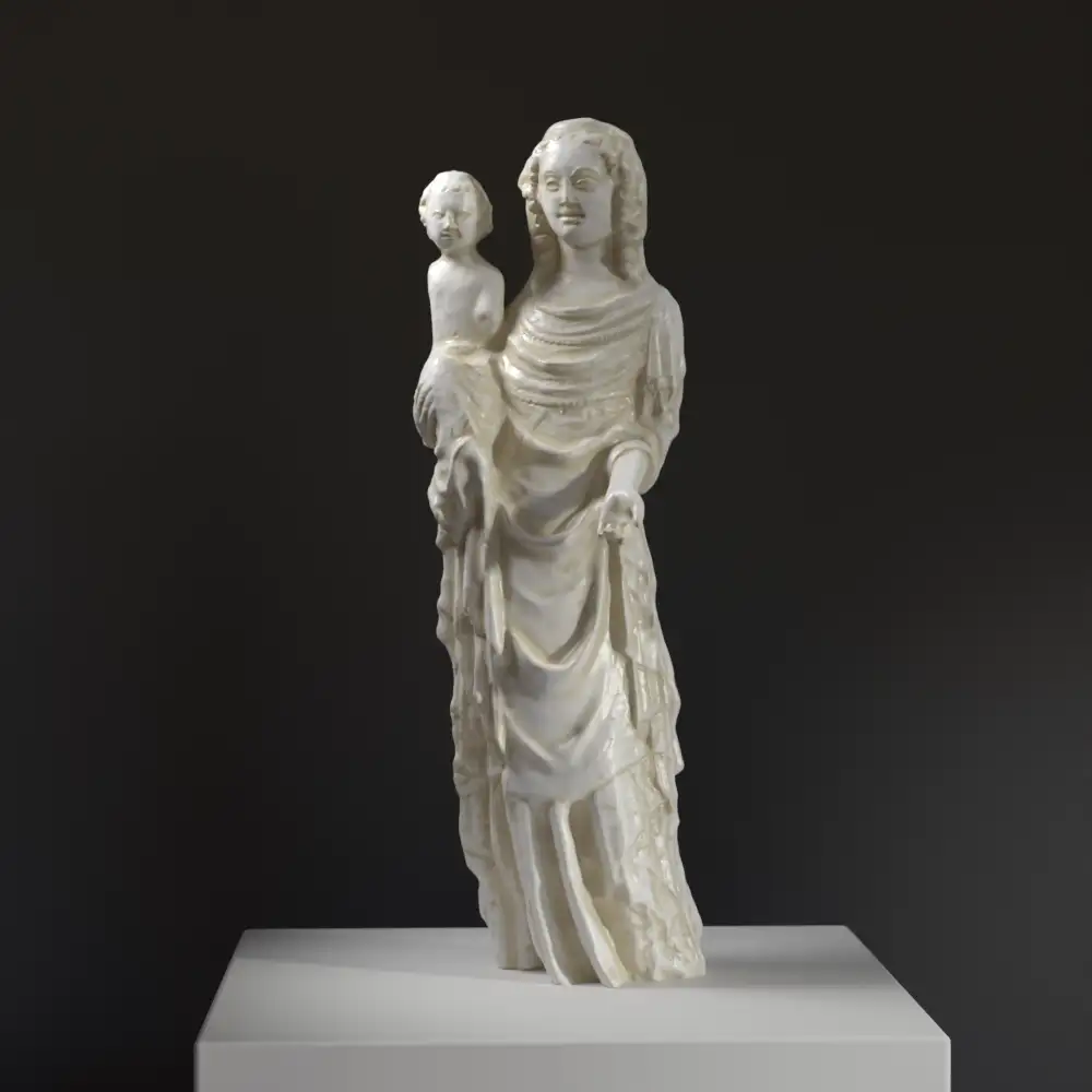 Sculpture de la Madonna de Prostejov en résine avec effet de patine.