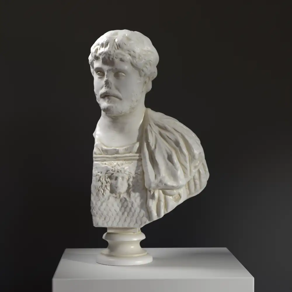 Buste représentant un guerrier romain en armure lorica squamata.
