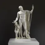 Sculpture représentant Mars et Cupidon en interaction ludique.