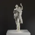 Sculpture de Mercure enlevant Psyché, réplique en résine avec patine marbrée et en bronze.