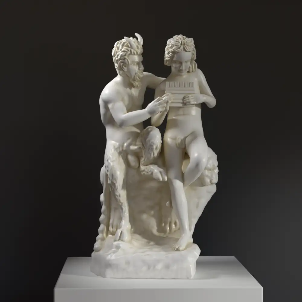 Sculpture de Pan et Daphnis en résine avec finition patinée.
