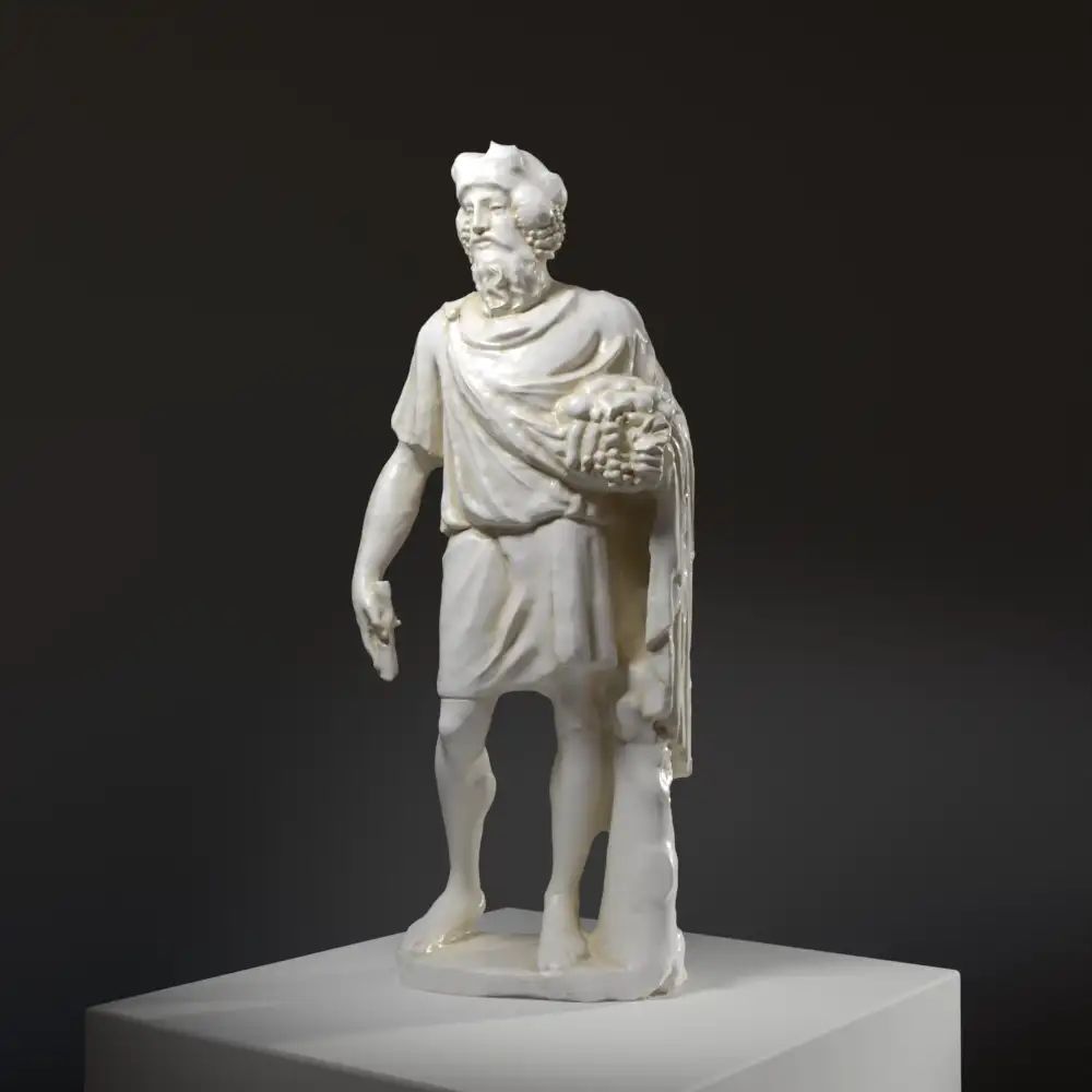 Statue colossale de Sylvanus en résine avec une patine imitant le marbre.