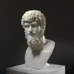 Buste de Lucius Verus en résine avec finition marbrée et bronze.