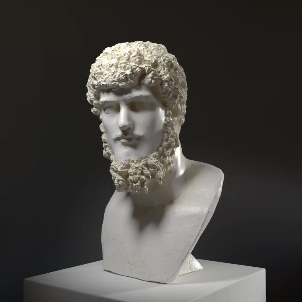 Buste de Lucius Verus en résine avec finition marbrée et bronze.