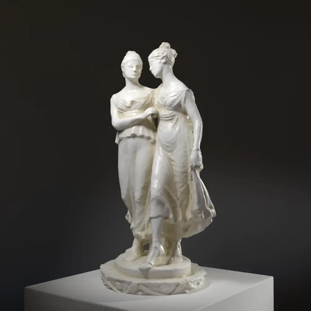 Sculpture des Sœurs Campbell, représentant Emma et Julia dansant.