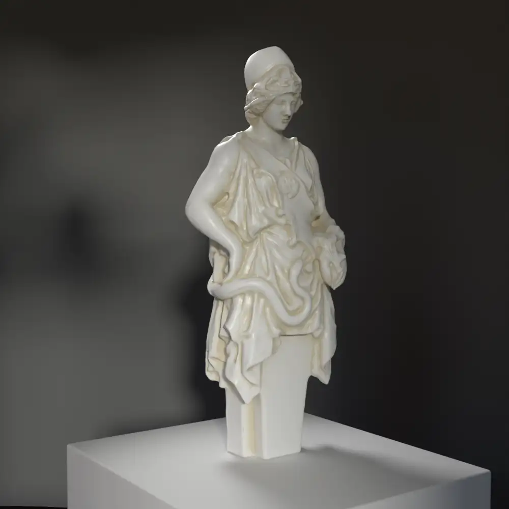 Buste d'Athena en résine avec effet de patine.