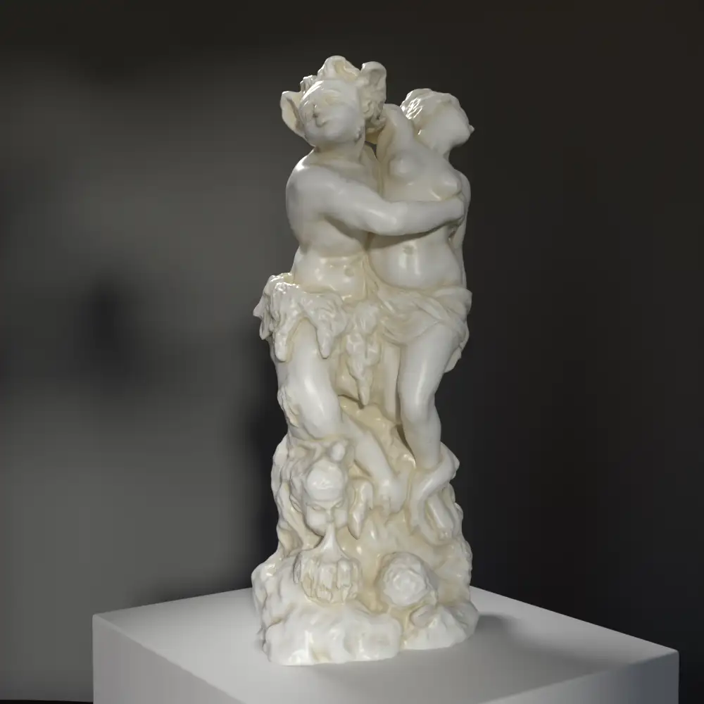 Sculpture représentant Borée enlevant Oreithyia, mettant en avant la mythologie classique.