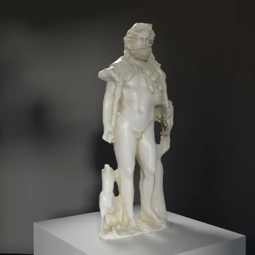 Sculpture de Silvanus en résine avec finition marbrée et bronze.