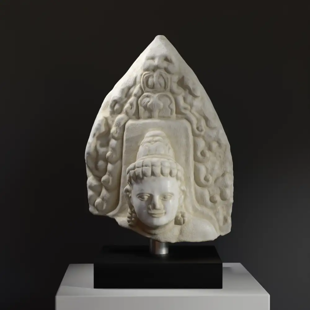 Dikpala Masculin Divin, sculpture en résine avec patine marbrée et bronze.