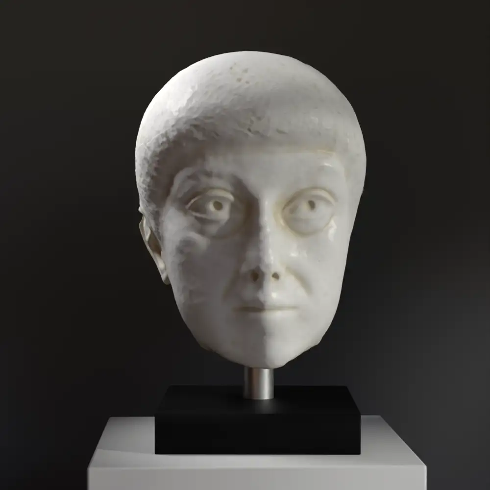 Buste de l'Empereur Arcadius en résine avec patine marbrée et en bronze.