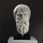 Buste d'un Philosophe en résine avec finition marbrée et bronze.