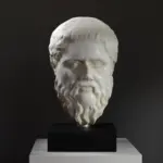 Buste de Platon en résine, représentant le célèbre philosophe grec.