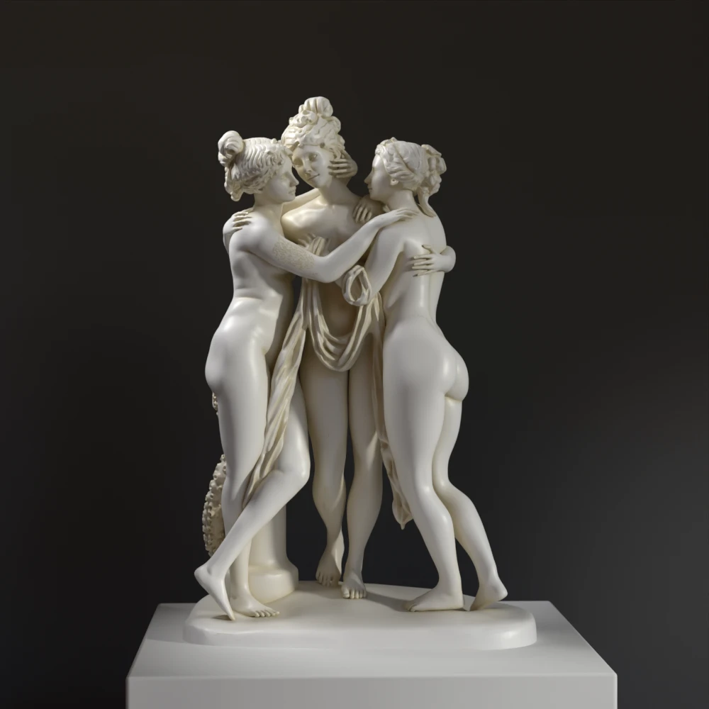 Réplique en résine des Trois Grâces, œuvre d'Antonio Canova.