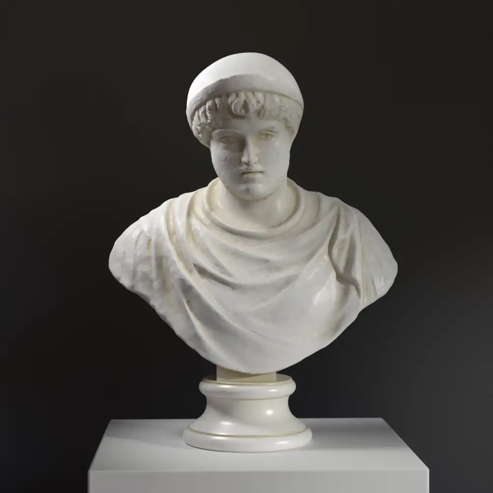 Buste d'Homme en résine, imitation marbre et bronze.