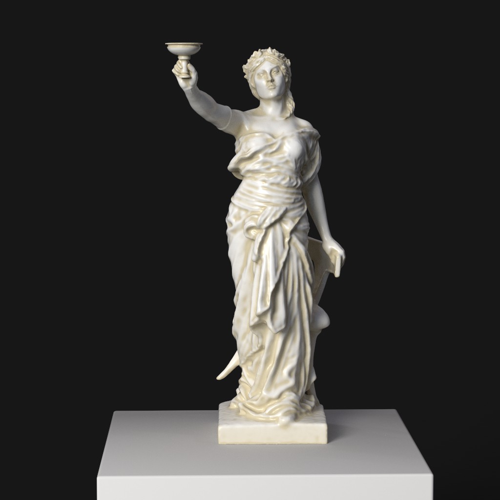 Scultura del Brindisi al Petit Palais di Parigi, rappresentante una donna elegante con corona di foglie.