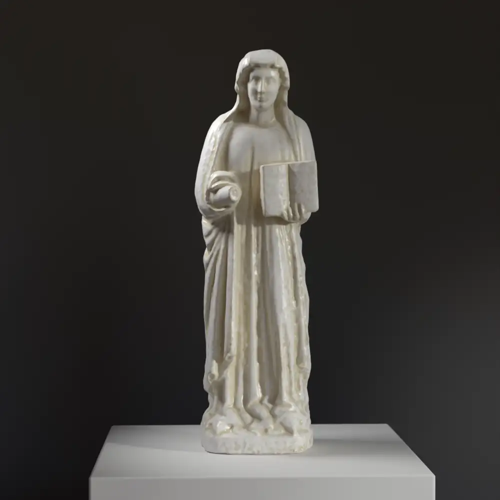 Scultura di Santa Marta in resina con effetto marmo e bronzo.