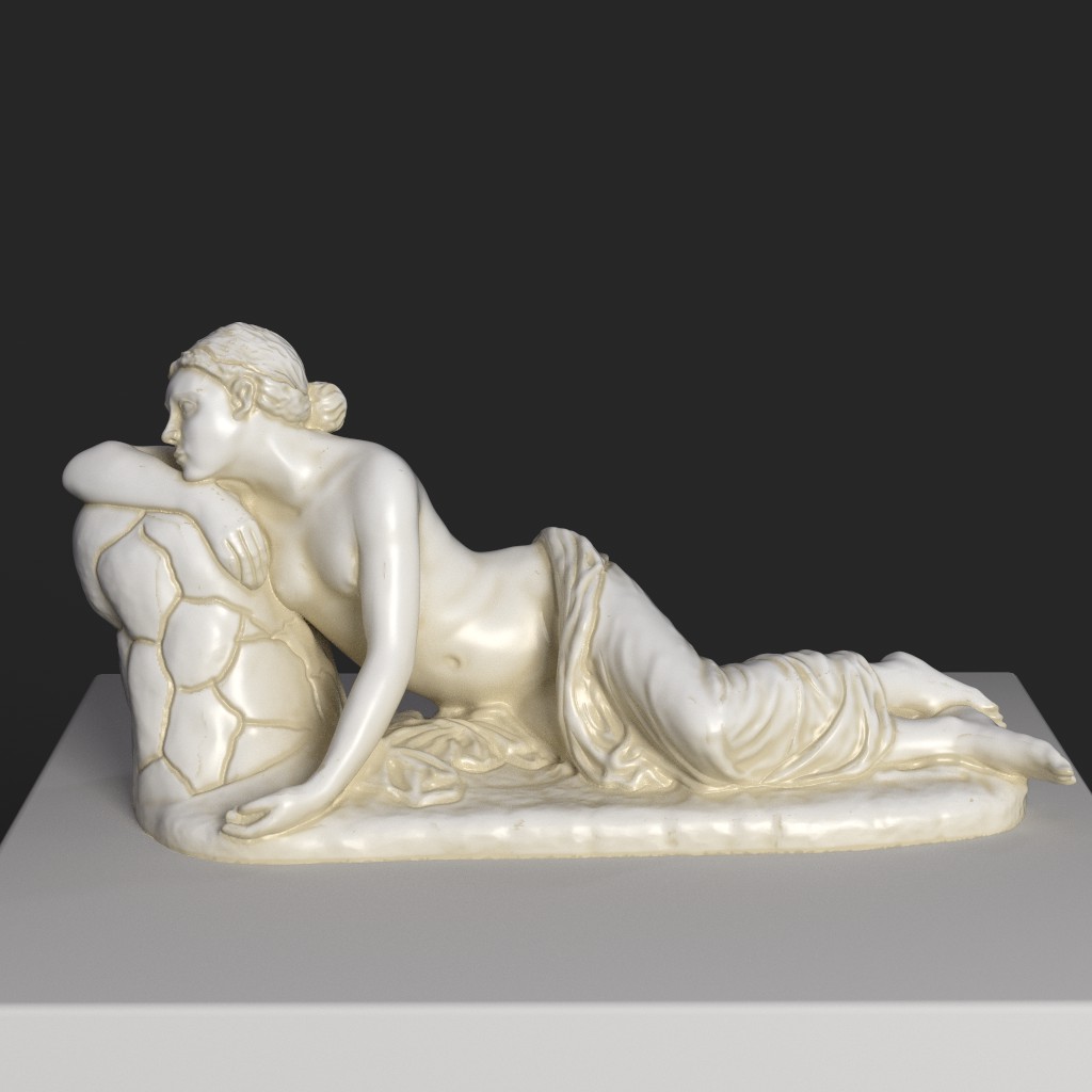 Scultura di Eco la Ninfa in resina con effetto marmo e bronzo.