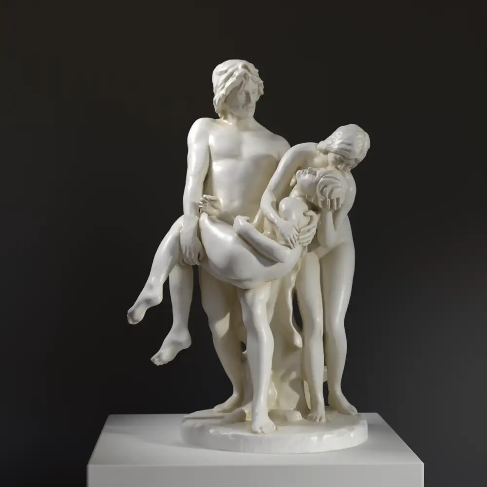 Replica della scultura dei Primi Funerali al Petit Palais Louvre di Louis Ernest Barrias.