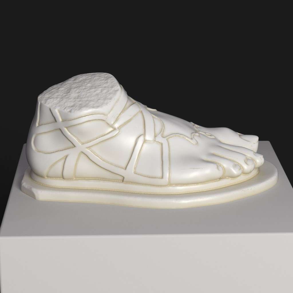 Replica del Busto del Piede Destro Maschile con Sandalo in resina.