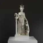 Scultura della Varvakeion Athena, replica in resina con effetto marmo e bronzo.