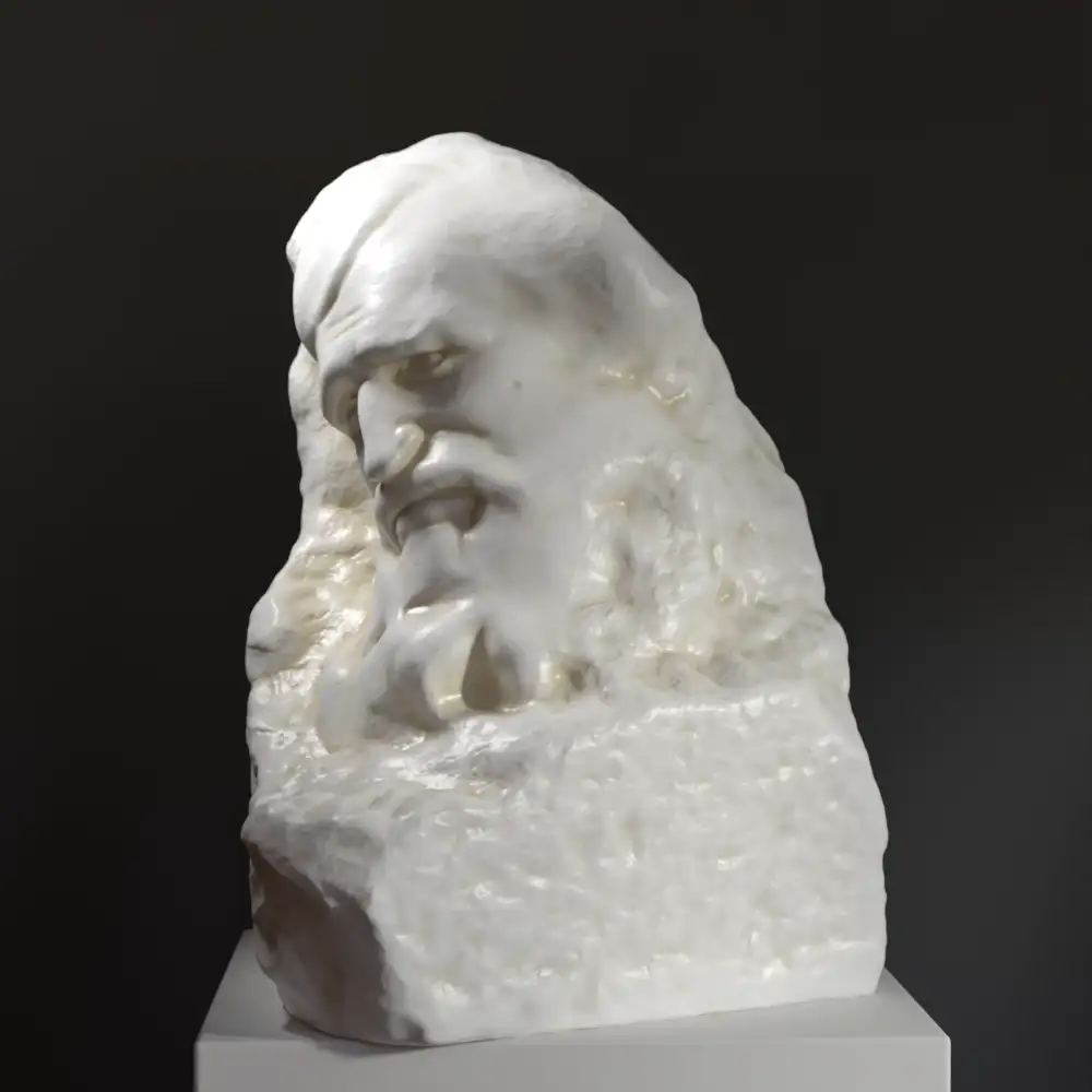 Busto del Pensatore in resina con finitura in marmo e bronzo.