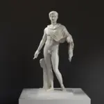 Scultura di Tiberio in resina con effetto marmo e bronzo.